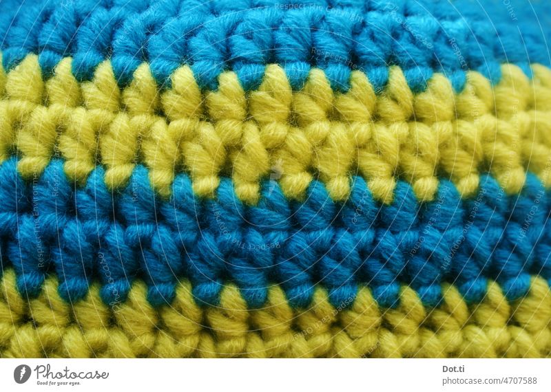 blue yellow crochet Blue Yellow Crocheted crochet stitches Wool Handcrafts meshes textile Self-made Thread Close-up Leisure and hobbies Structures and shapes