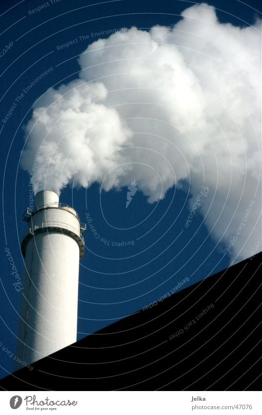 clouds of smoke Sky Chimney Blue White Steam Fog cloud Exhaust gas Industrial Photography dusky fog exhaust funnel flue stack blu Colour photo