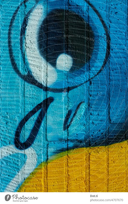 blue yellow graffiti tear Blue Yellow Graffiti Wall (barrier) Painted Eyes Grief Cry Colour photo Wall (building) Street art Close-up Exterior shot Deserted Day