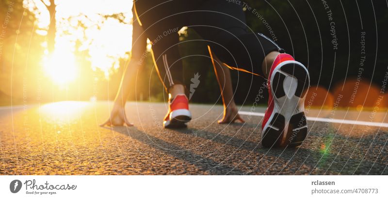 Athlete runner feet running on treadmill closeup on shoe. Workout and diet concept. start sport winner woman marathon speed champion background step health
