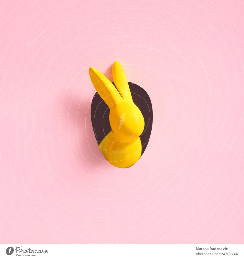 Details about   Easter Bunny Resin Figure Wearing Yellow Shirt Leaning On Pink Easter Egg New 