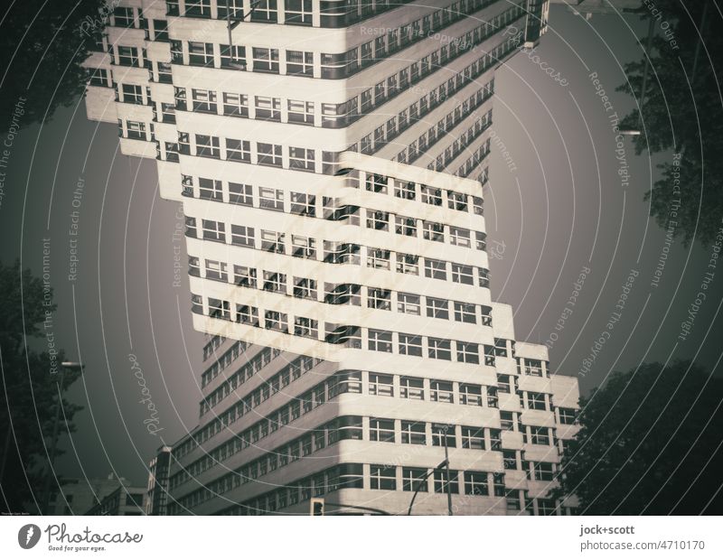 New objectivity in a double pack Shell House Facade Architecture Style Cloudless sky Surrealism Double exposure Reaction Experimental Abstract Irritation