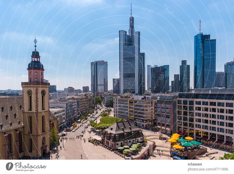 Skyline of Frankfurt, Germany architecture outlook banks brexit cityscape Euro European Union ffm bussines office building financial district big city