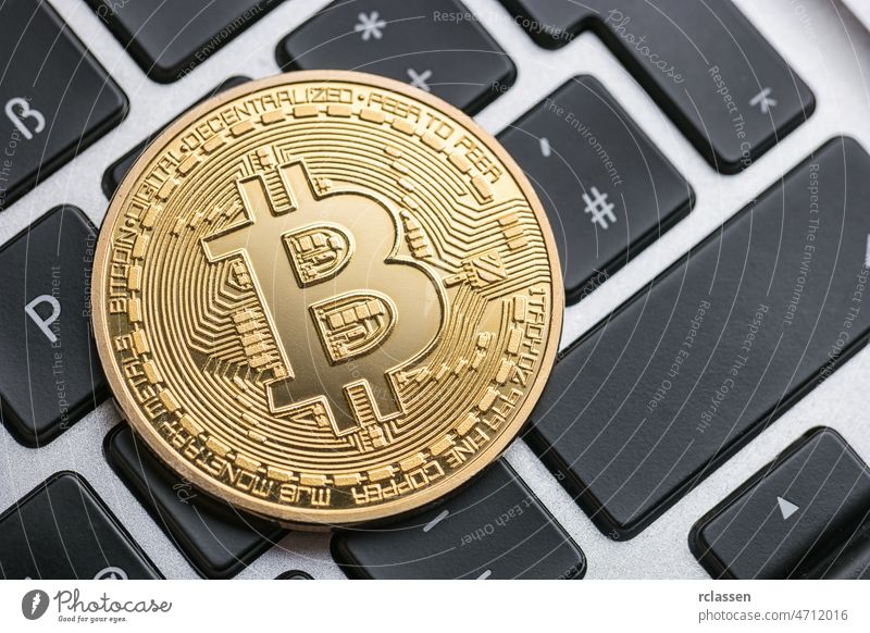 Bitcoin - The Digital cryptocurrency bitcoin money virtual gold litecoin business symbol etc bit-coin eth concept keyboard ethereum metal exchange internet
