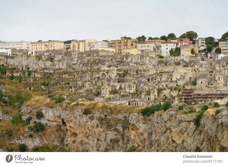 Matera, historic city in Basilicata, Italy Europe Sassi Unesco World Heritage Site architecture building cityscape cloudy color day exterior house old outdoor
