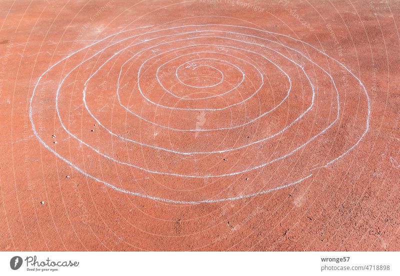 Spiral chalk circle on reddish background spirally Children's drawing reddish split Abstract Thin Mysterious puzzling helical