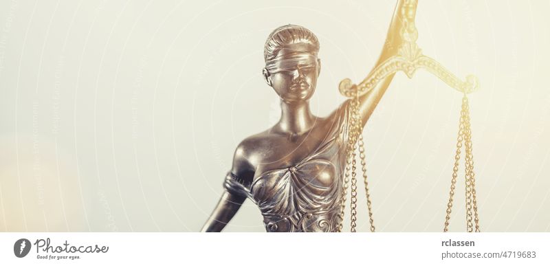 The Statue of Justice - lady justice or Iustitia / Justitia the Roman goddess of Justice law lawyer legal scale statue attorney government copy space courtroom