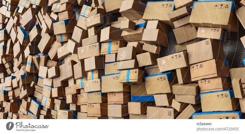 Many stacked Cardboard boxes and boxes bevore moving to delivery. logistics and delivery concept image background cardboard easter chaos brown cargo christmas