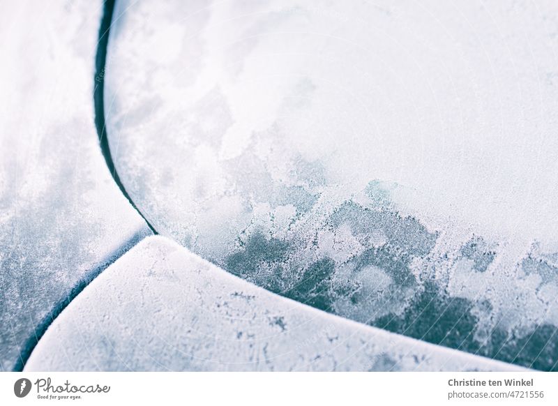 Abstract icy patterns and structures on a car Frost iced Structures and shapes Winter Cold freezing cold Frozen Ice Close-up Winter mood Winter's day chill