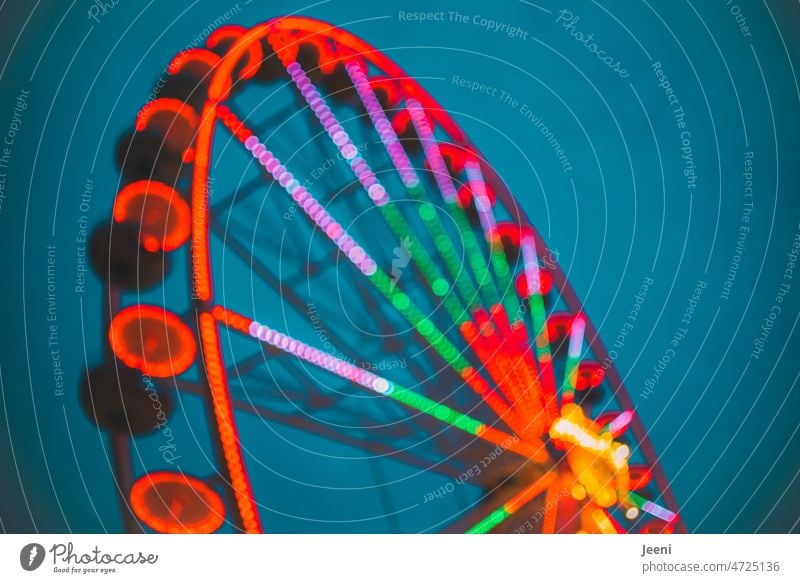 Color Contest | Colorful Ferris Wheel Ferris wheel Light Sky Multicoloured Rotate Tall Movement Round Circle Large Attraction Rotation Fear of heights Flying