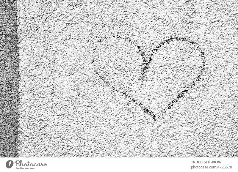 Big simple heart lonely and alone on white house wall Graffiti Heart outline Wall (building) White Simple Large Drawing Swing Line Calm Harmonious silent