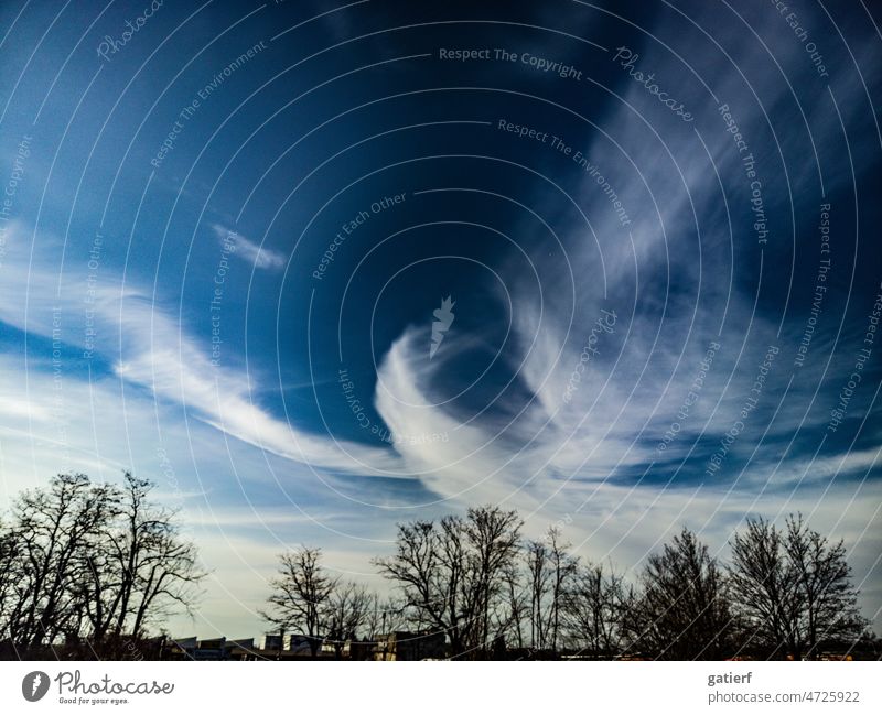 Like a large white dove of peace, the delicate clouds appeared over the sky between Hanau and Frankfurt Heaven Clouds Exterior shot Vapor trail Sky Blue sky