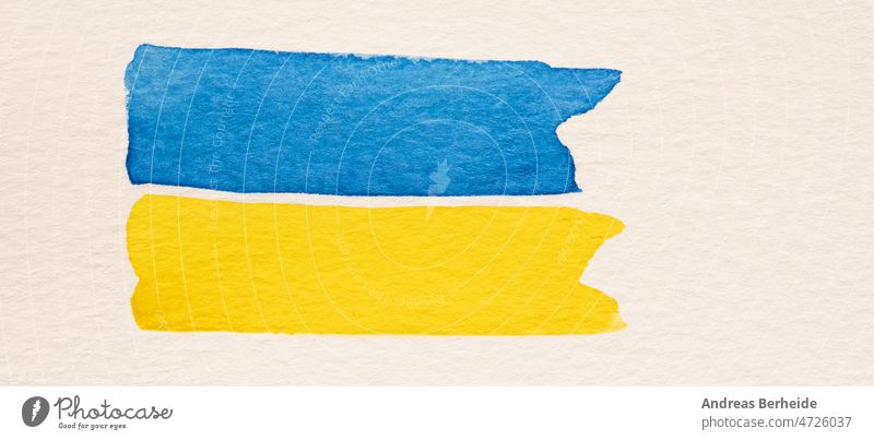 Two watercolor strokes in the colors of Ukraine flag Ukrainian Europe European blue yellow art paper national background illustration symbol banner country
