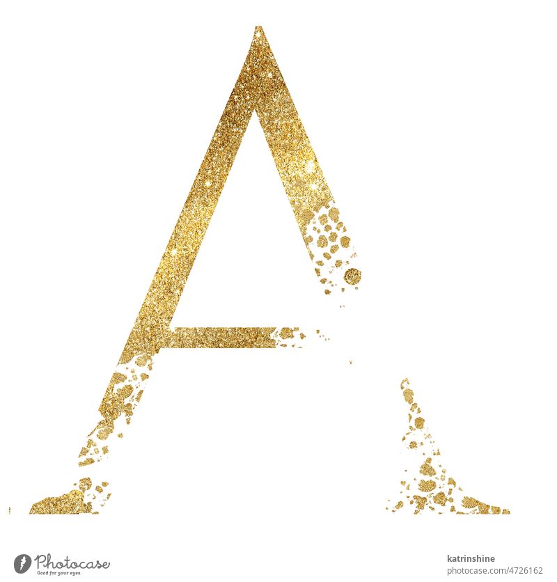 Golden glitter capital letter A with dispersion effect isolated illustration Character Christmas Element Hand drawn Holiday Isolated Numeric Ornament Season Set
