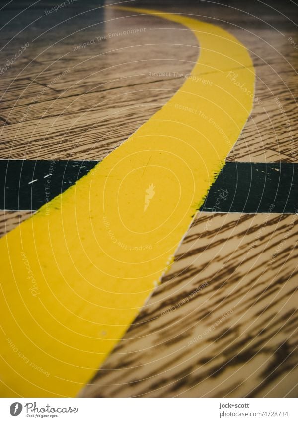 Black and yellow line cross Arch Line Cross GDR Detail Floor covering Structures and shapes Retro Marker line Line width imitation wood Abstract Imitation wood