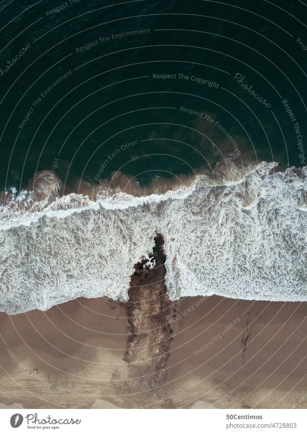 Dark sea from above - aerial view Sea water coast UAV view Aerial photograph Downward Exterior shot Ocean Colour photo Deserted Vacation & Travel