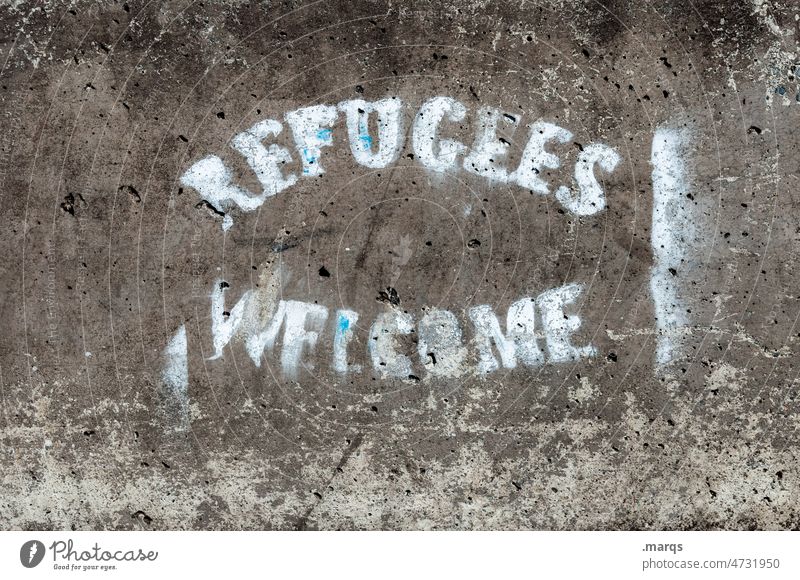 refugees welcome Politics and state Refugee Welcome Characters Responsibility Solidarity Humanity Help Graffiti Society Compassion Integration Migration