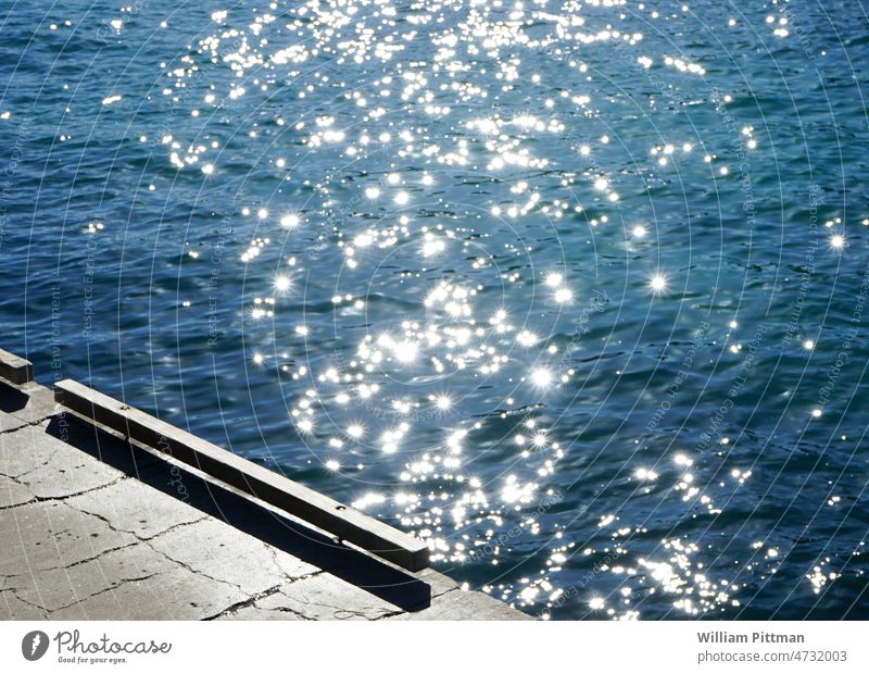 Glow Water glowing Dock light bright Abstract abstract Glittering shiny Colour shine Beach Ocean