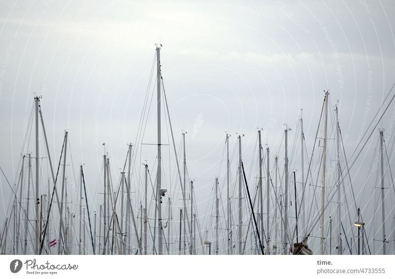 Pole ball mast sailboats Maritime Harbour Sky ropes fellowship Many poles