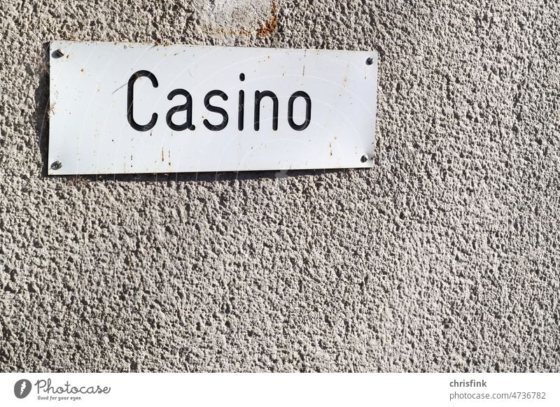 Casino sign on house wall game Eating Cafeteria rations Restaurant Gastronomy Dish work Office Menu menu card Offer Wall (building) Tin plate sign