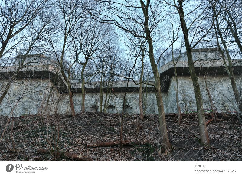 Part of the Humboldthain bunker complex Berlin Dugout Concrete War Exterior shot Deserted Past Protection Colour photo Historic Architecture Manmade structures