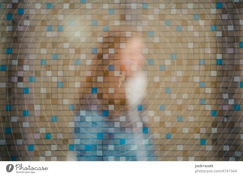 Man in mosaic Human being Woman portrait Surrealism Illusion Reaction Experimental Double exposure Abstract Structures and shapes defocused blurriness Style