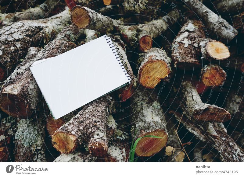 Mock up with a white paper over a wooden texture mockup mock up note notebook card blank empty empty space negative space nature otudoors design background