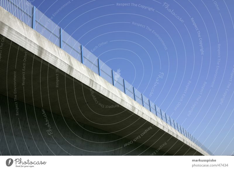 motorway bridge Vehicle Concrete Column bridge motorway Highway Handrail Border Sky Blue Sun Architecture