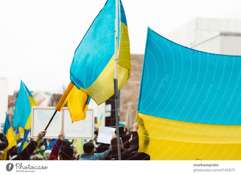 Ukraine Flags – Demonstration against the war of aggression Russia against Ukraine Baltic States Cold War Donbas EU East Europe International law Kiew Krim