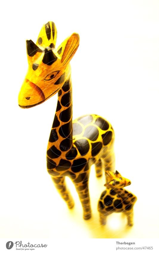 Safari 4 Wooden figure Animal Yellow Black Africa Carving Giraffe
