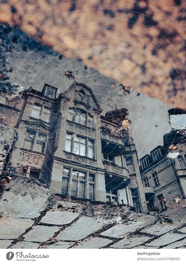 House in a puddle reflection with cobblestones Exceptional Hip & trendy Cool (slang) Esthetic Sightseeing City trip Urbanization Abstract Pattern Berlin