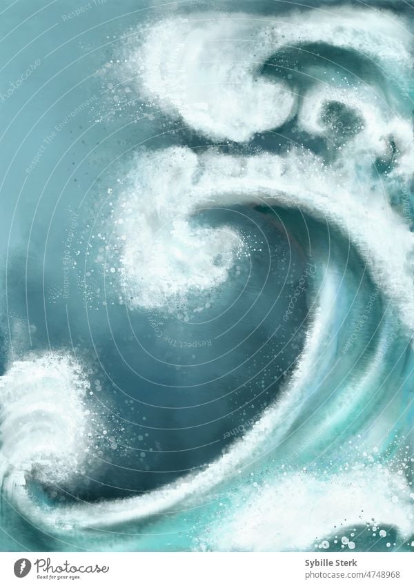 Wave Waves wave Ocean Water Swell Crest of the wave Surf Sea water Blue Summer Wave action