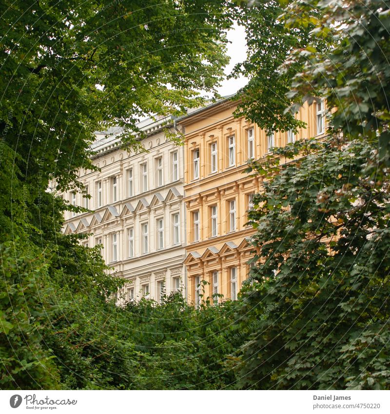 Elegant Apartments Viewed Through Leafy Trees apartment Apartment Building Historic Buildings Architecture Facade House (Residential Structure)