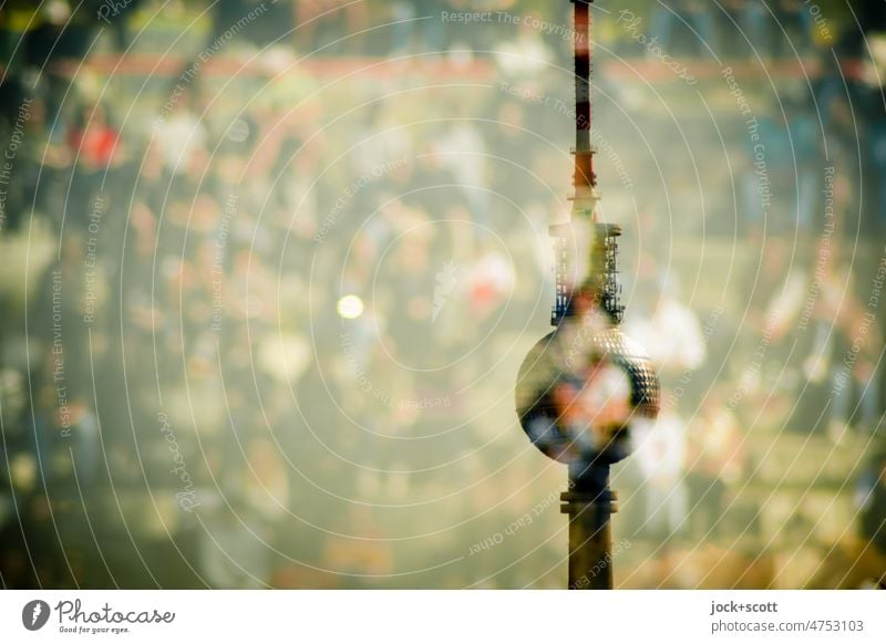 the city people and the television tower Berlin TV Tower Landmark Surrealism Double exposure Experimental defocused blurriness bokeh Abstract Reaction Illusion