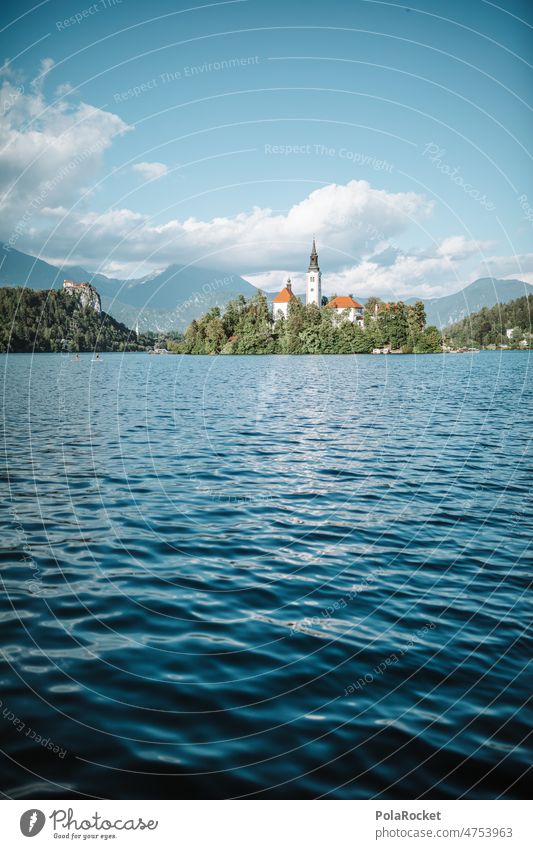 #A0# Bist'e Bled? Lake Bled Lakeside Water Slovenia Church Church spire mountain lake