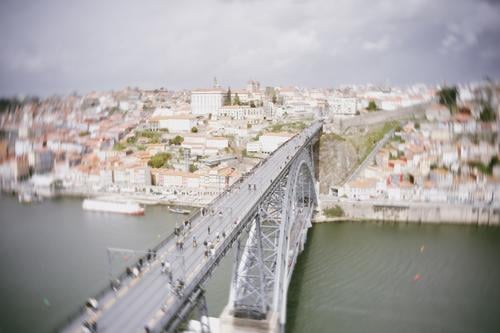 For defectors tourism Panorama (View) view people urban Old vacation Europe Douro Portugal Historic bridging Bypass Building bridges Landmark City River Town