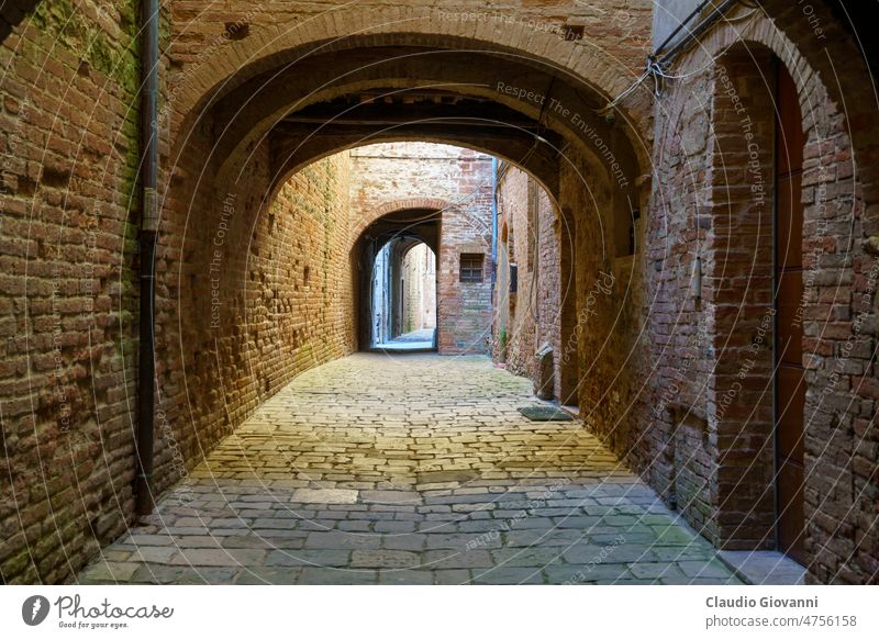 Street of Buonconvento, Tuscany, Italy Siena street arch old town city architecture Europe medieval