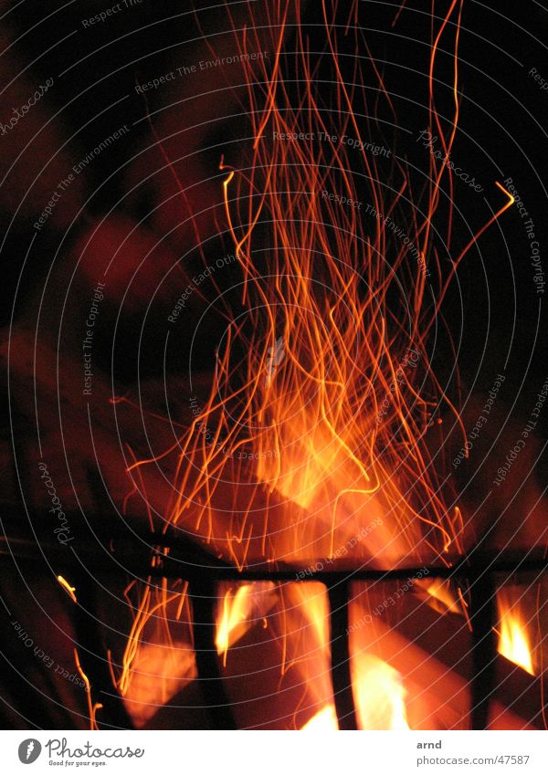 evening of fire Wood Firewood Basket Iron Burn Dark Light Blaze Flame Spark log clever fire basket Branch flying sparks Warmth