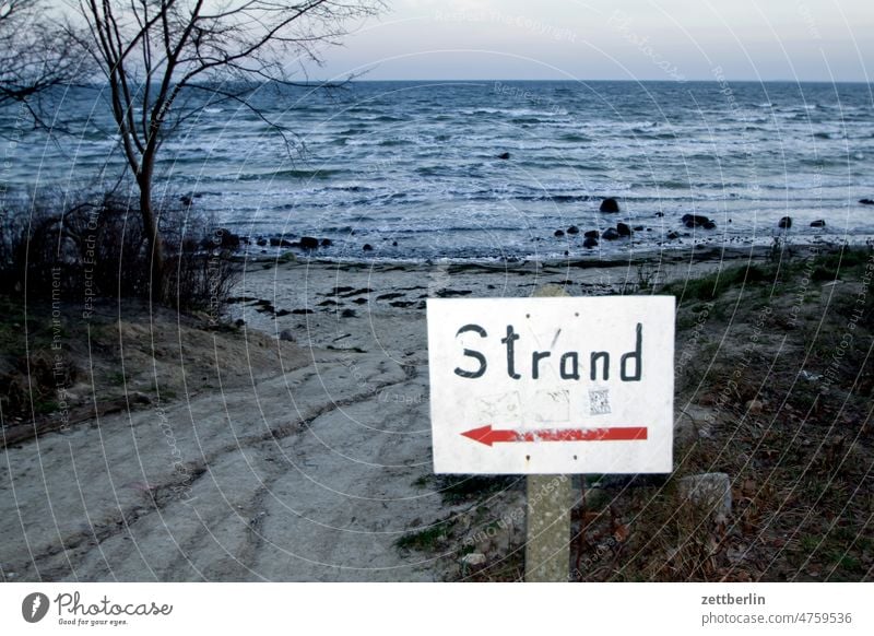 beach Beach Sand Sandy beach Autumn Baltic Sea Ocean bank sign Orientation Clue Road marking wide Far-off places Horizon farsightedness far vision Access