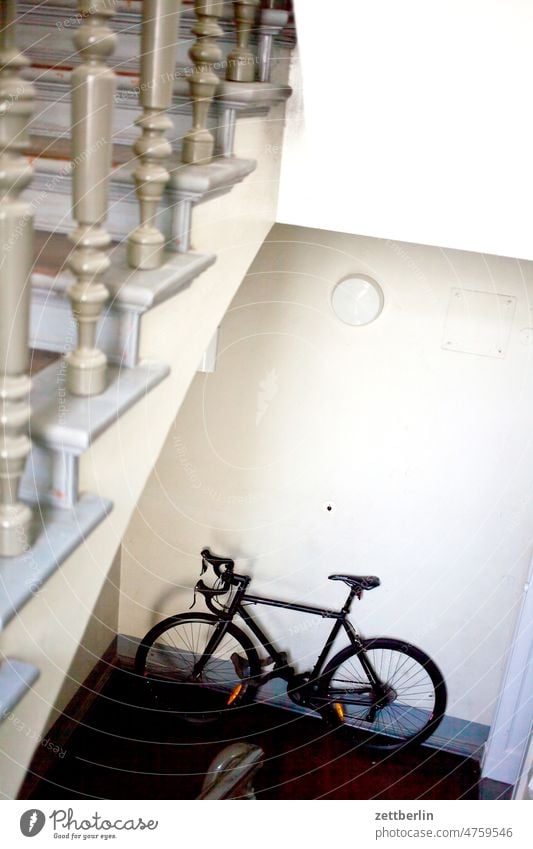 Bicycle in staircase turned off sales Descent Downward Old building ascent Upward Window rail House (Residential Structure) Apartment house Deserted