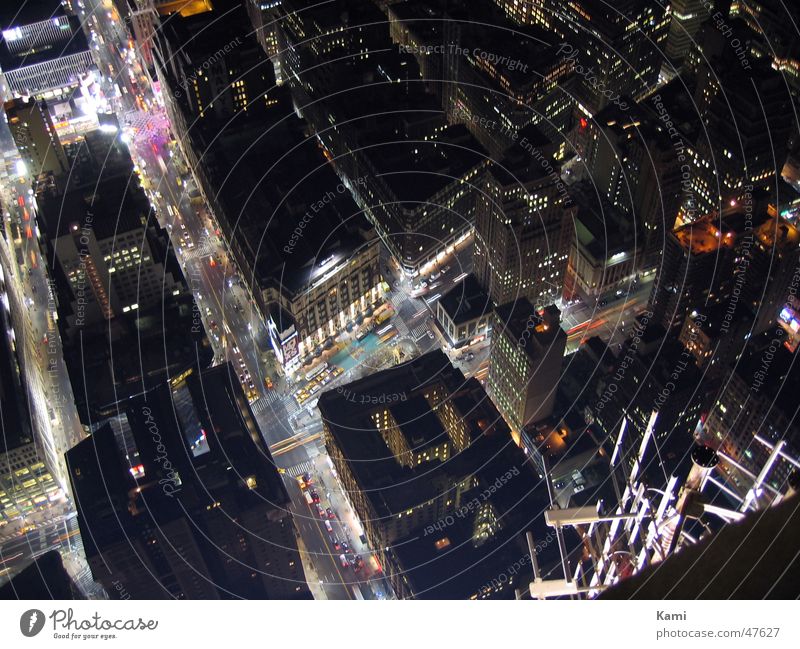 From Above Empire State building New York City Night Light High-rise Street Mixture crossing