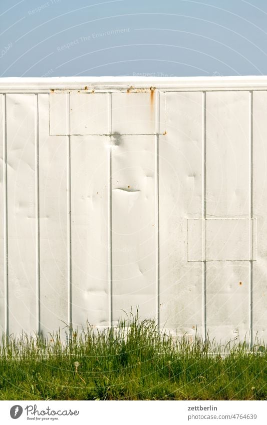 white wall Wall (building) Wall (barrier) Container White Border neighbourhood surface Sky Meadow Grass Lawn Copy Space mend mended Empty Free space Blackboard