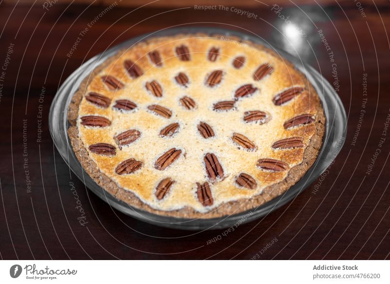 Delicious tart with pecans in kitchen Mexican food mexican baked pastry dessert sweet nut confectionery gastronomy culinary tasty appetizing table fresh