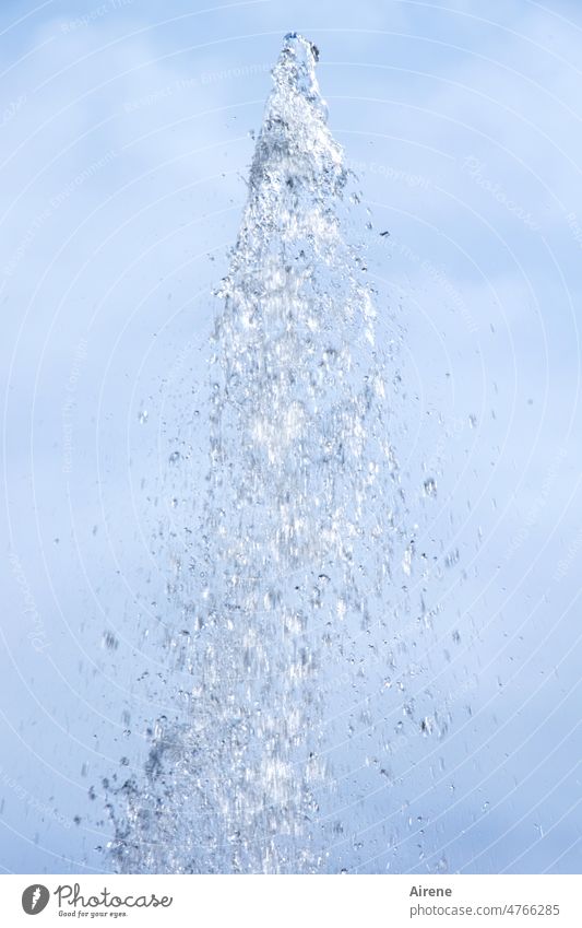 water fountain! Fountain Drops of water Bubbling Well Spray Water spray mist Sky Water fountain Inject Refreshment Fresh Tall water blue clear Pure neat
