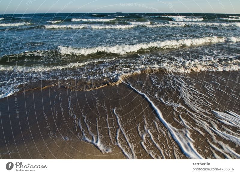 Surf on the Baltic coast Sky Horizon Landscape Mecklenburg-Western Pomerania Ocean good for the monk Rügen Beach Water wave Winter Baltic Sea Waves Swell Wind