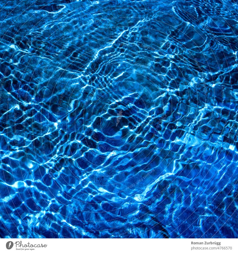 Glittering water surface of a torrent Water Drinking water Surface of water Waves Blue deep blue suber Pure naturally salubriously Sun Sunlight Reflection ric