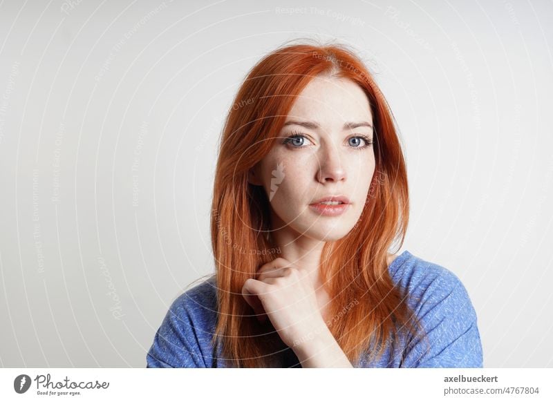 contemplative mid adult woman thinking with neutral but positive expression look copy space contemplation girl female person people caucasian white ukrainian