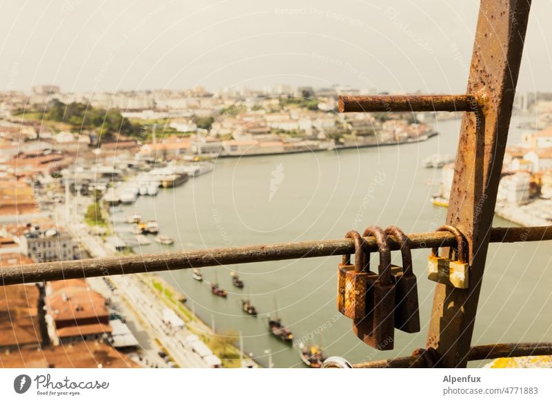 Old love doesn't rust Lock Love Love padlock Romance Together Exterior shot River Douro Douro River Douro Valley Portugal Porto Architecture Loyalty Rust rusty