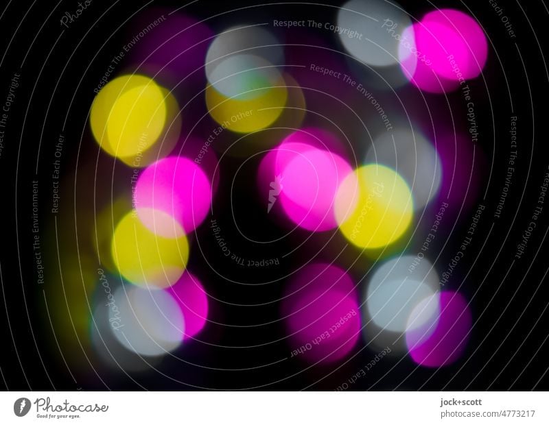 Round and colorful, many lights in the dark night bokeh Structures and shapes blurriness Abstract Reaction Artificial light Visual spectacle