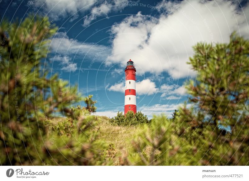 lighthouse Vacation & Travel Tourism Nature Landscape Sky Clouds Tree Bushes Park Hill Coast North Sea Amrum North Sea Islands Port City Manmade structures